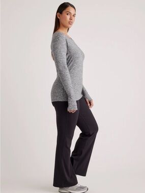 Quince Heathered Gray Long Sleeve Crew Neck Top